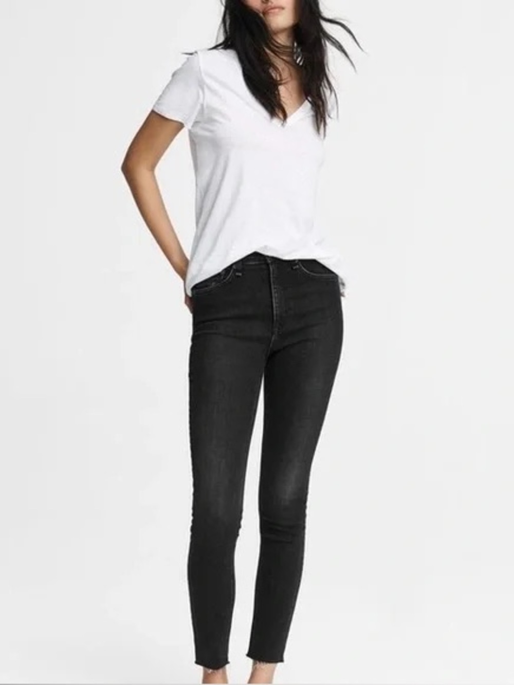 rag & bone Women's Black raw hem Skinny Jeans